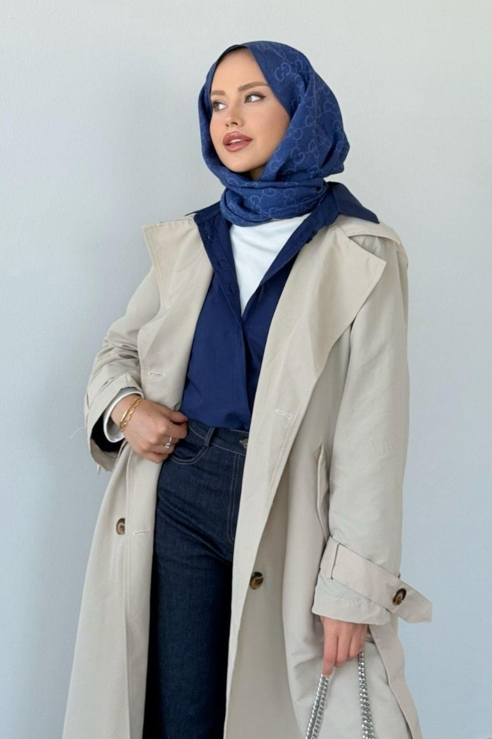 Arka Pile Detaylı Trençkot Taş
