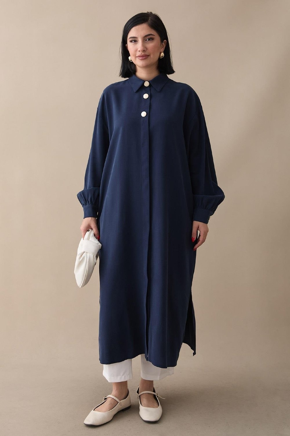 Düğmeli Kap Lacivert