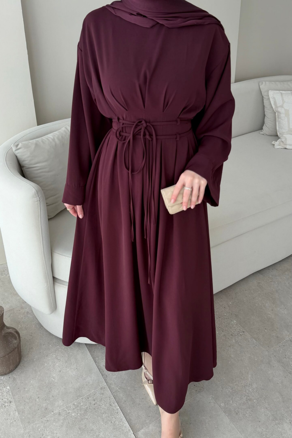 Elvis Bağlamalı Elbise Bordo