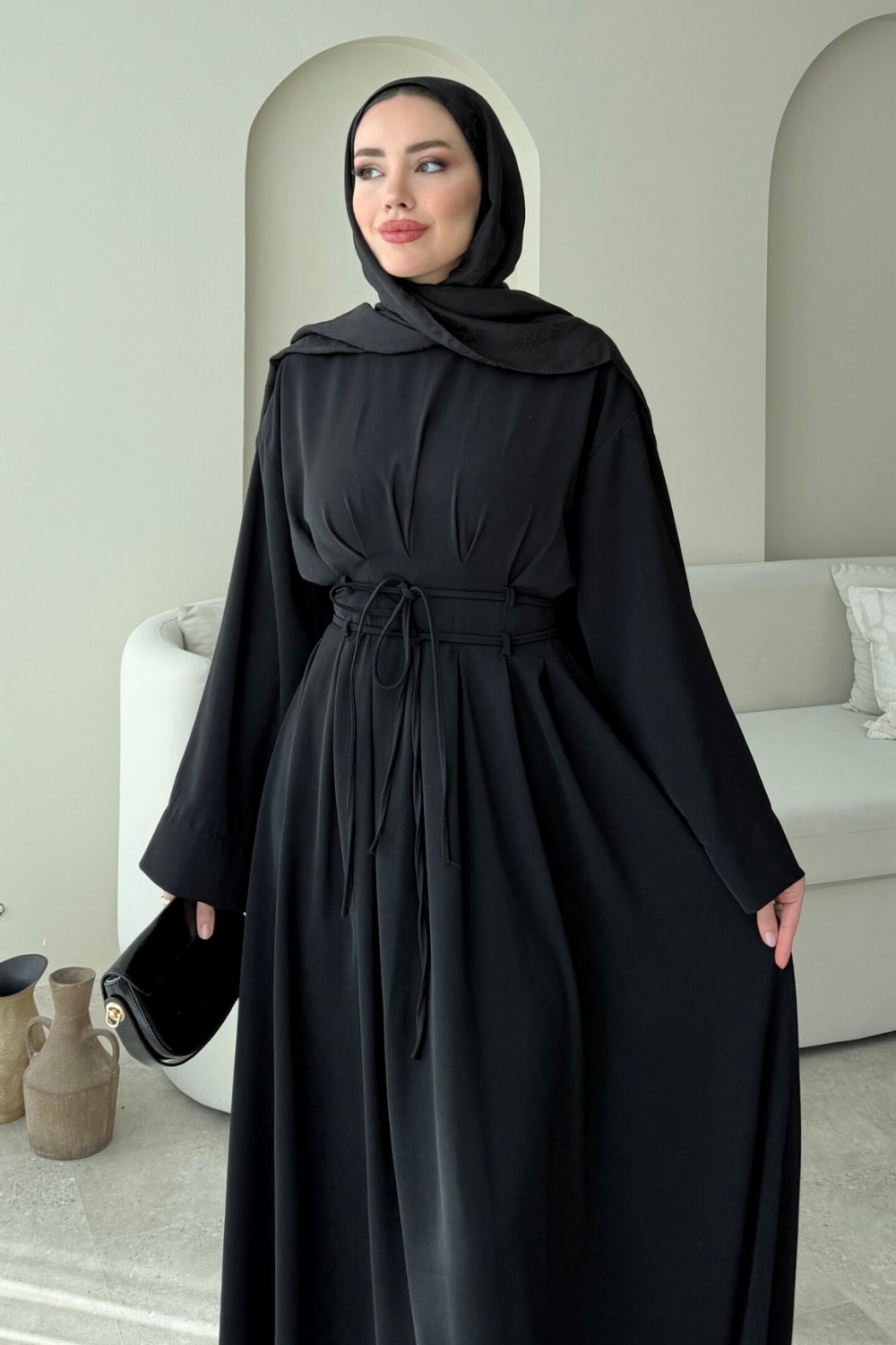 Elvis Bağlamalı Elbise Siyah