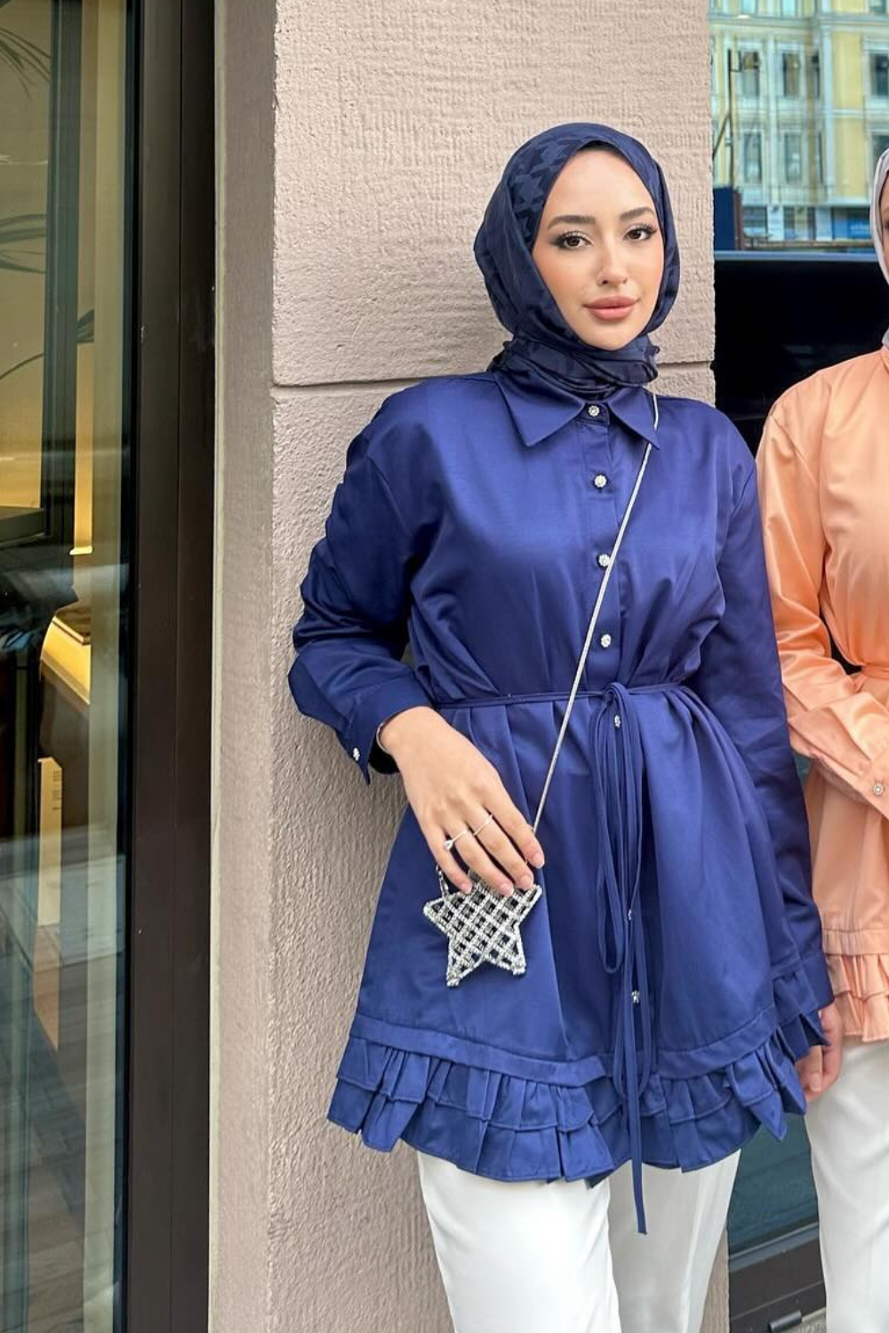 ETEK UCU FIRFIRLI GÖMLEK LACİVERT