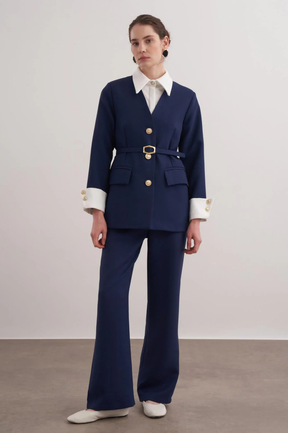 Gömlek Detay Takım Lacivert