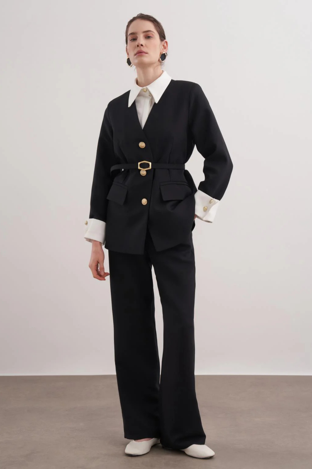 Gömlek Detay Takım Siyah