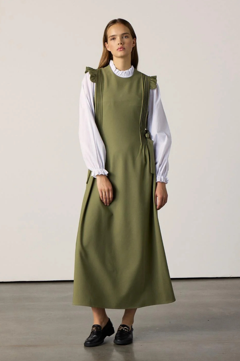 Gömlekli Elbise Haki