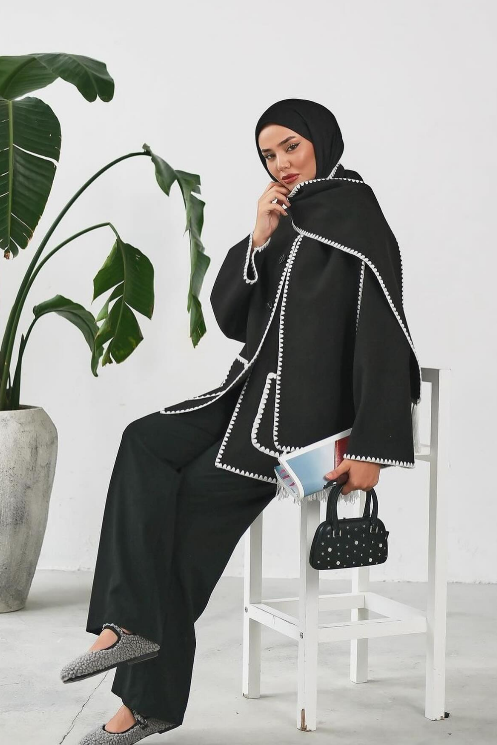 İşlemeli Ceket Siyah