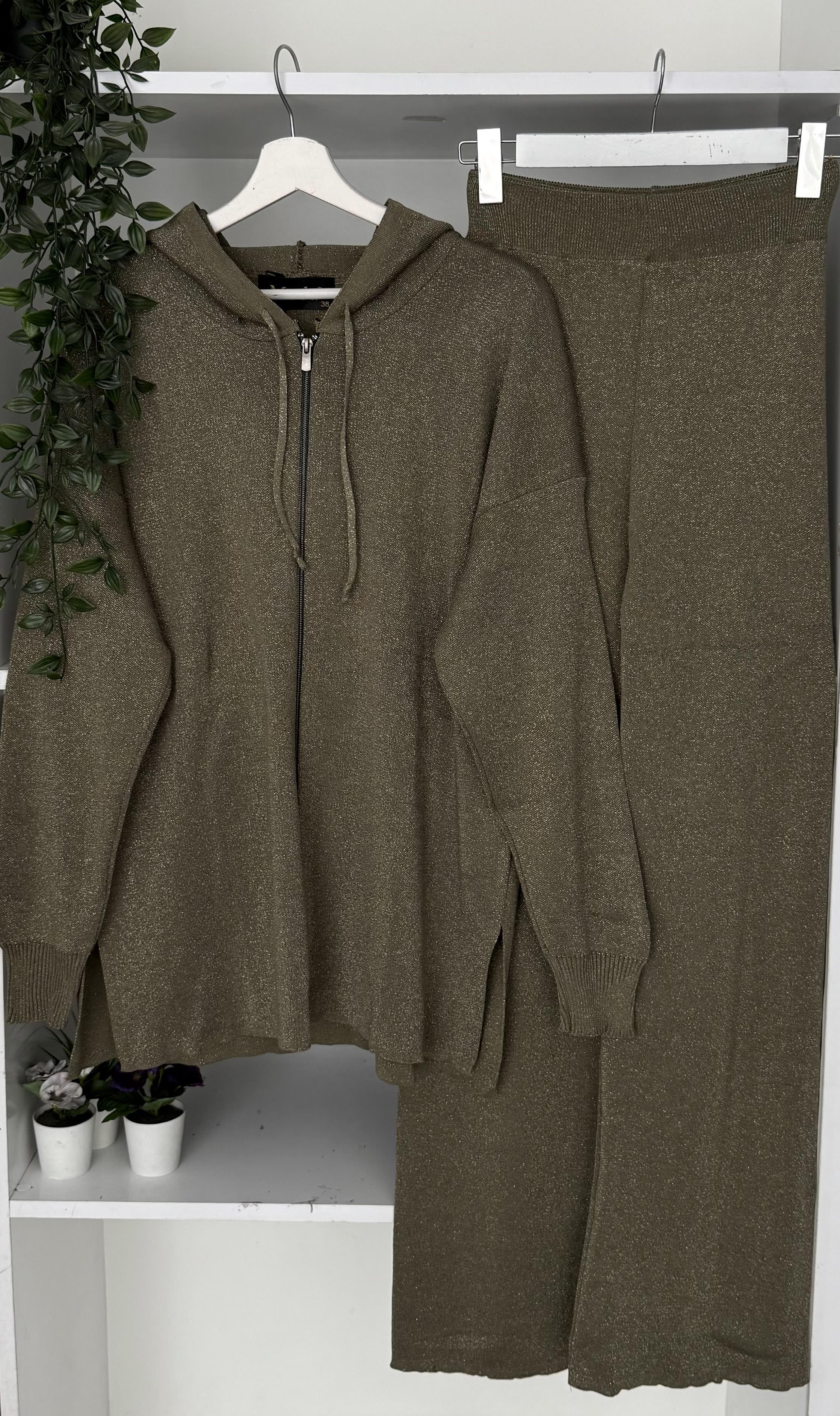 Kapüşonlu Simli Takım Haki