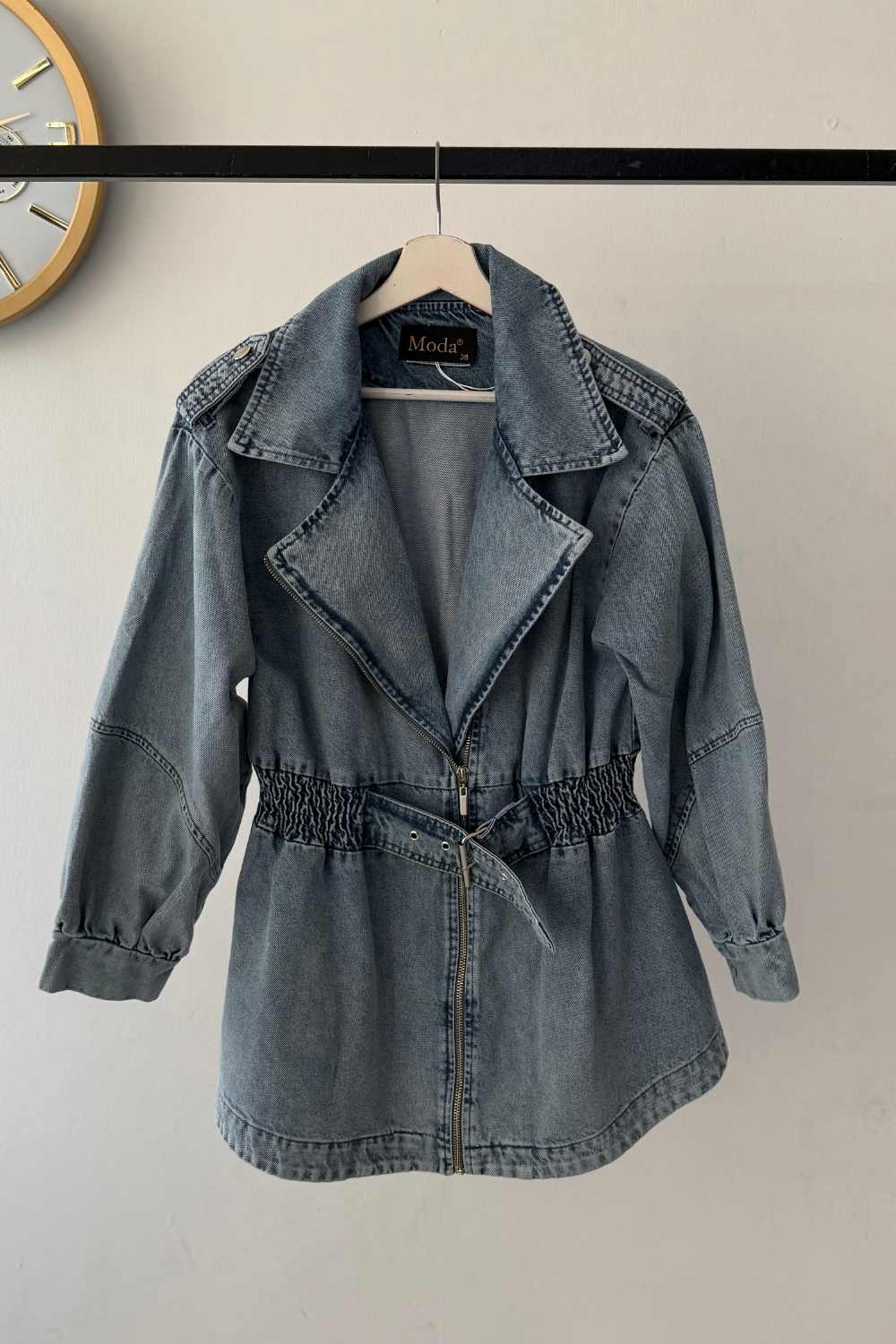 Kemerli Ceket Açık Mavi