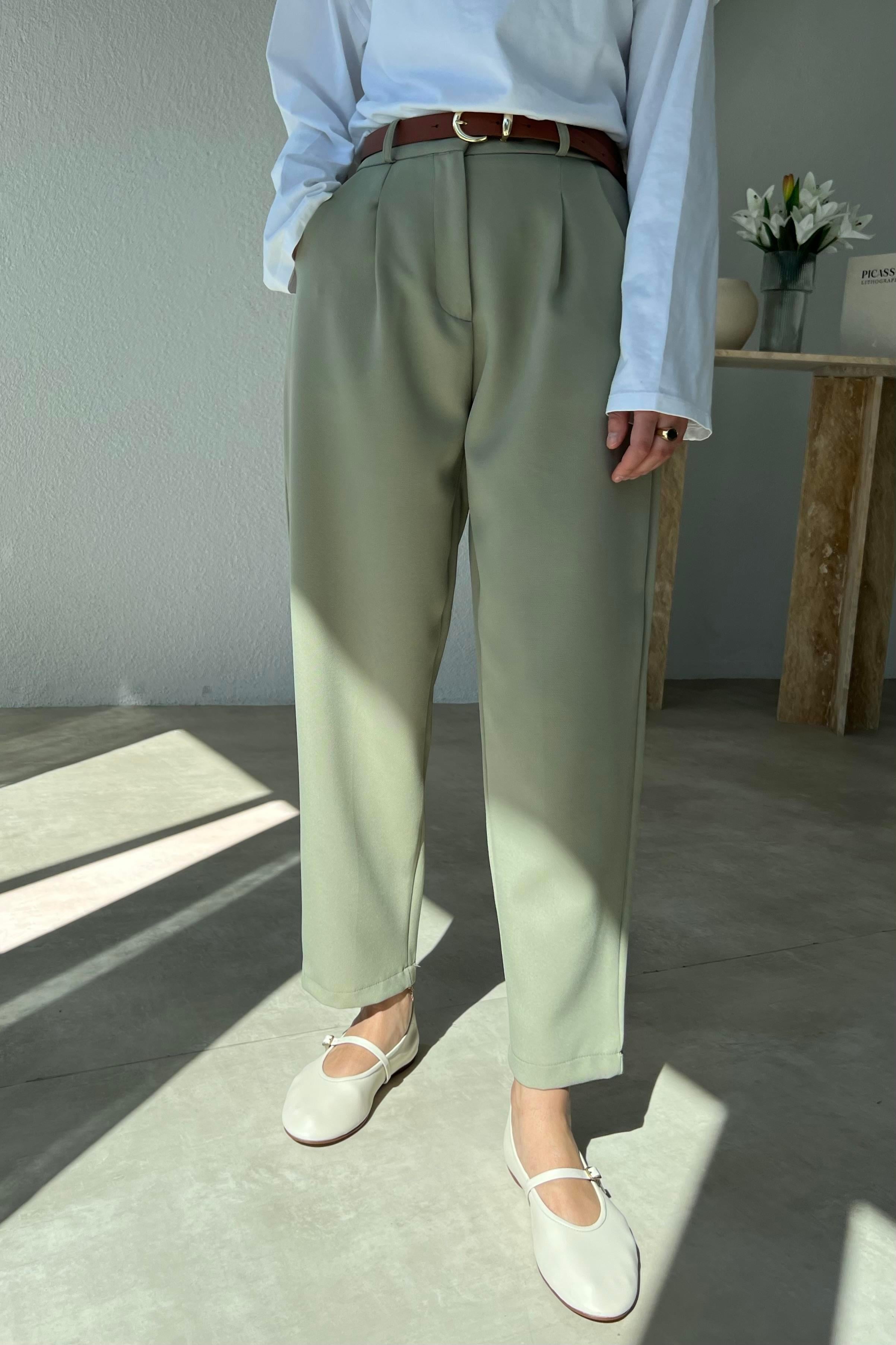 KEMERLİ PANTOLON HAKİ