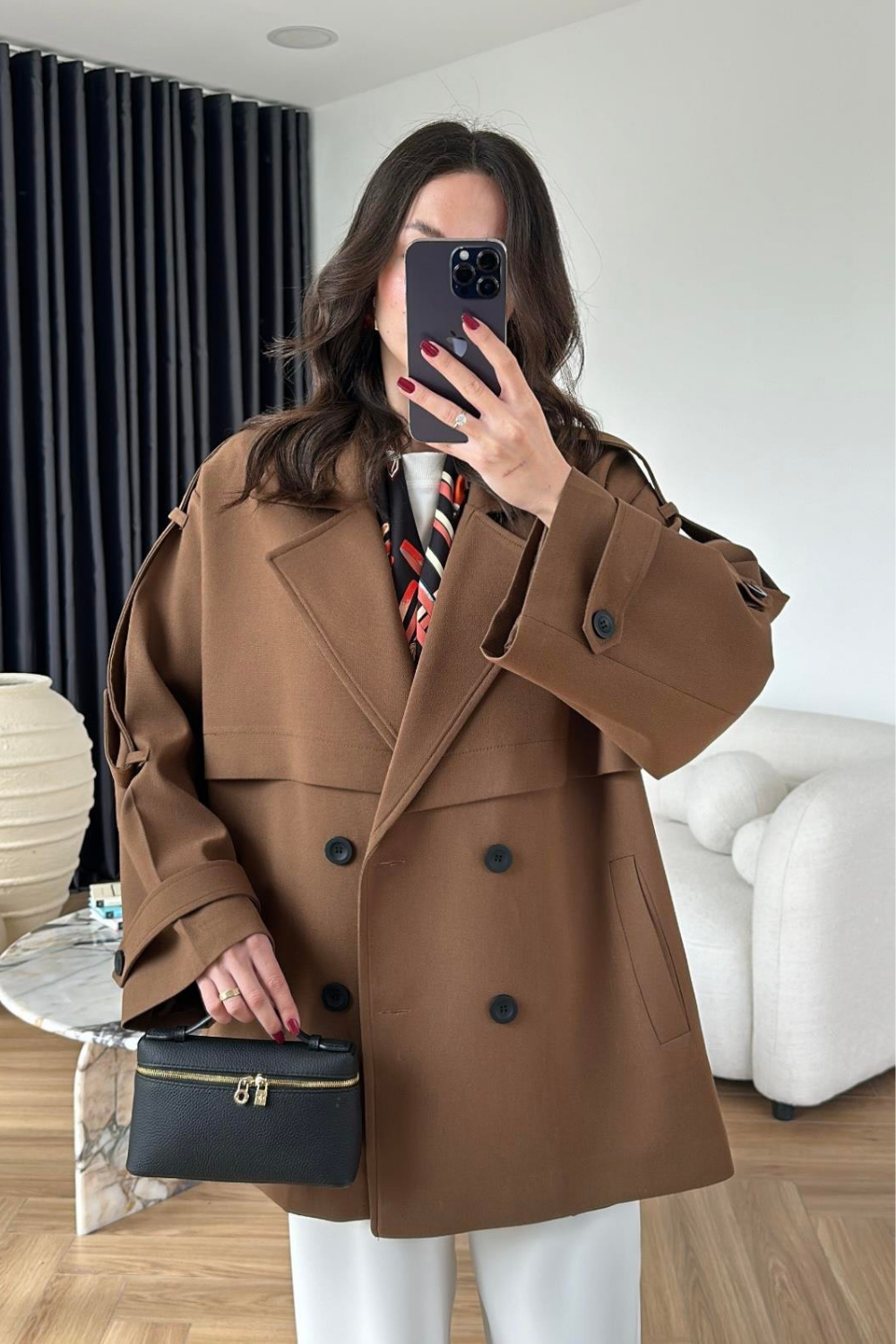 Kısa Trençkot Taba