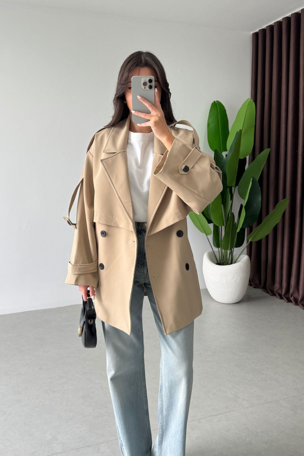 Kısa Trençkot Taş