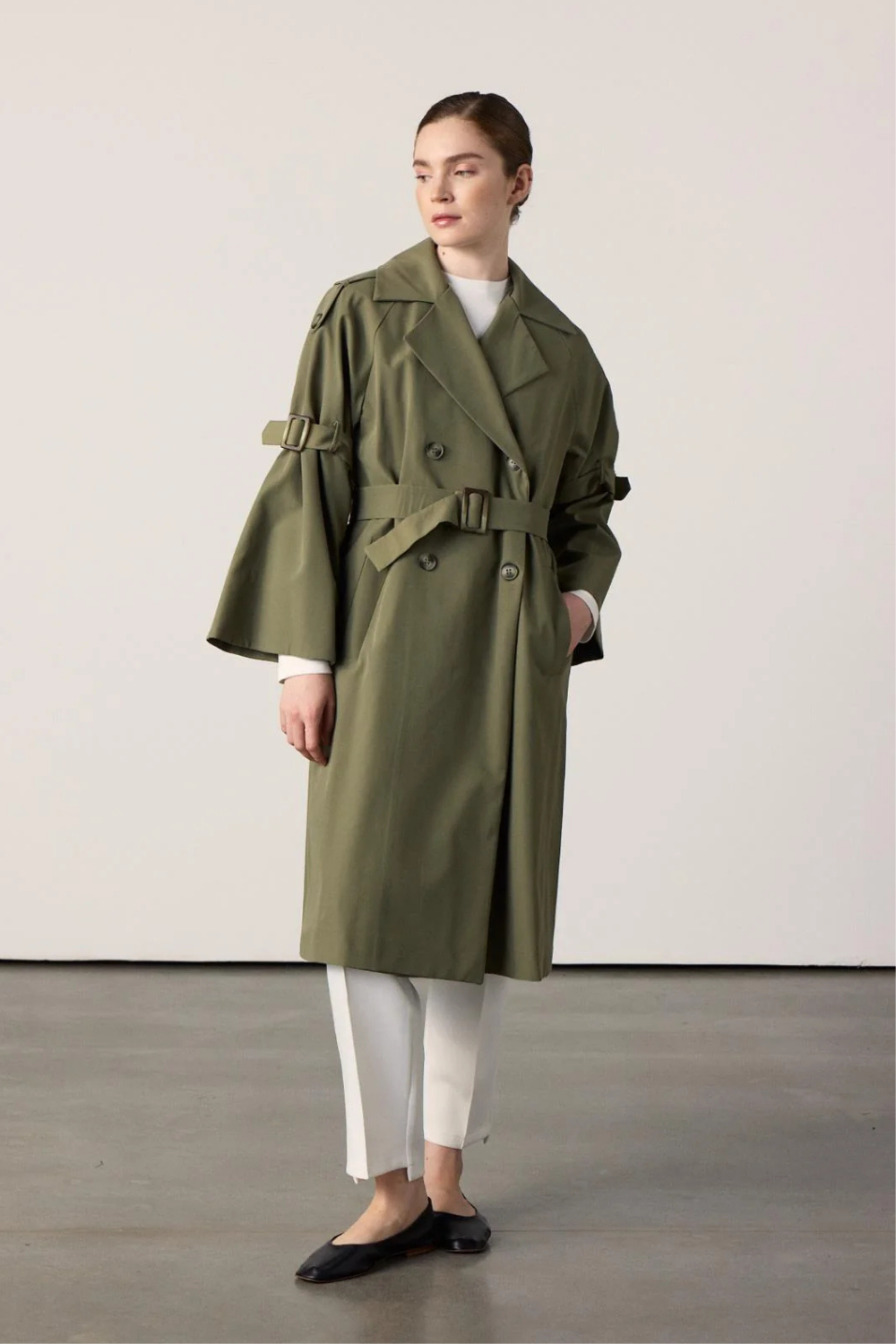 Kol Kemerli Trençkot Haki