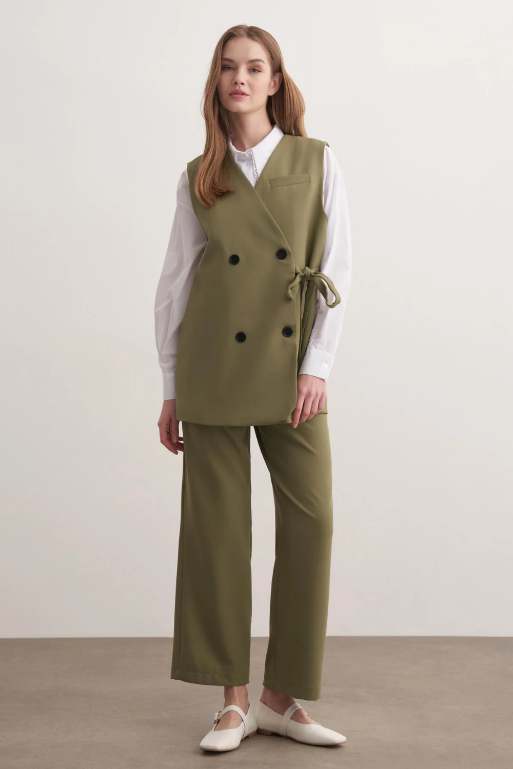 Monica Yelekli Takım Olive