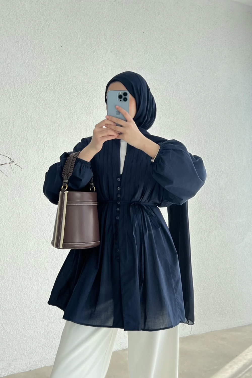 Nervür Detaylı Gömlek Lacivert