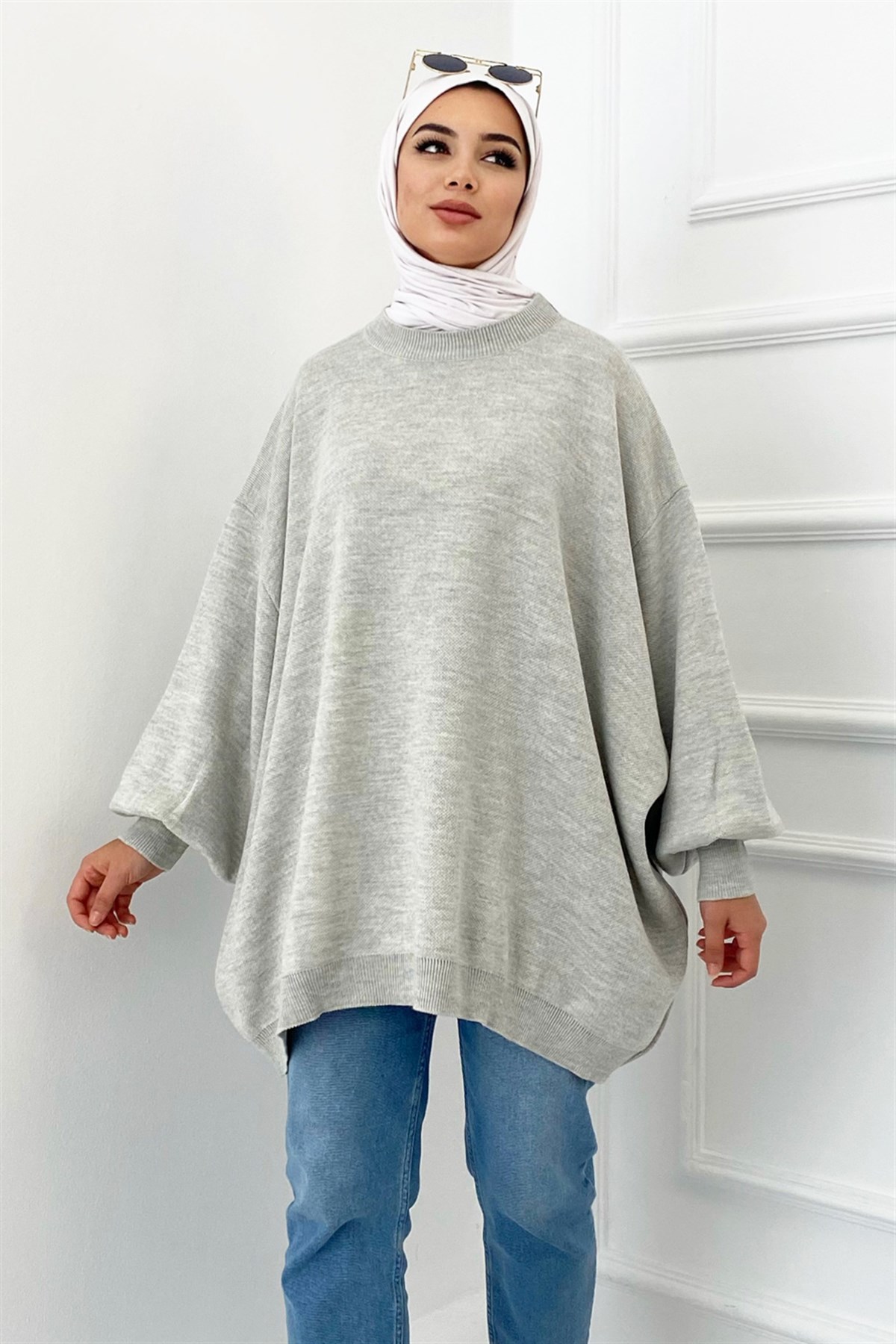 Oversize Triko Kazak Gri
