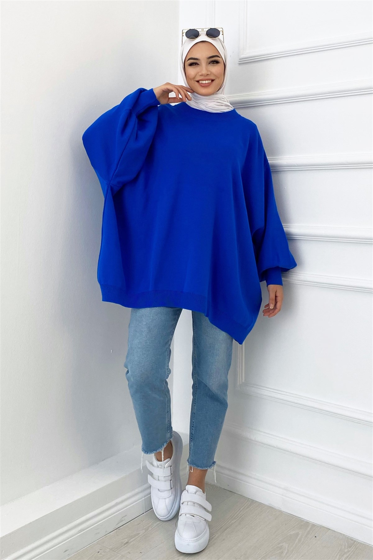 Oversize Triko Kazak İndigo