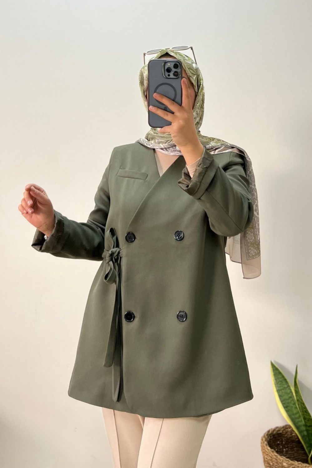 Yandan Bağlamalı Ceket Haki