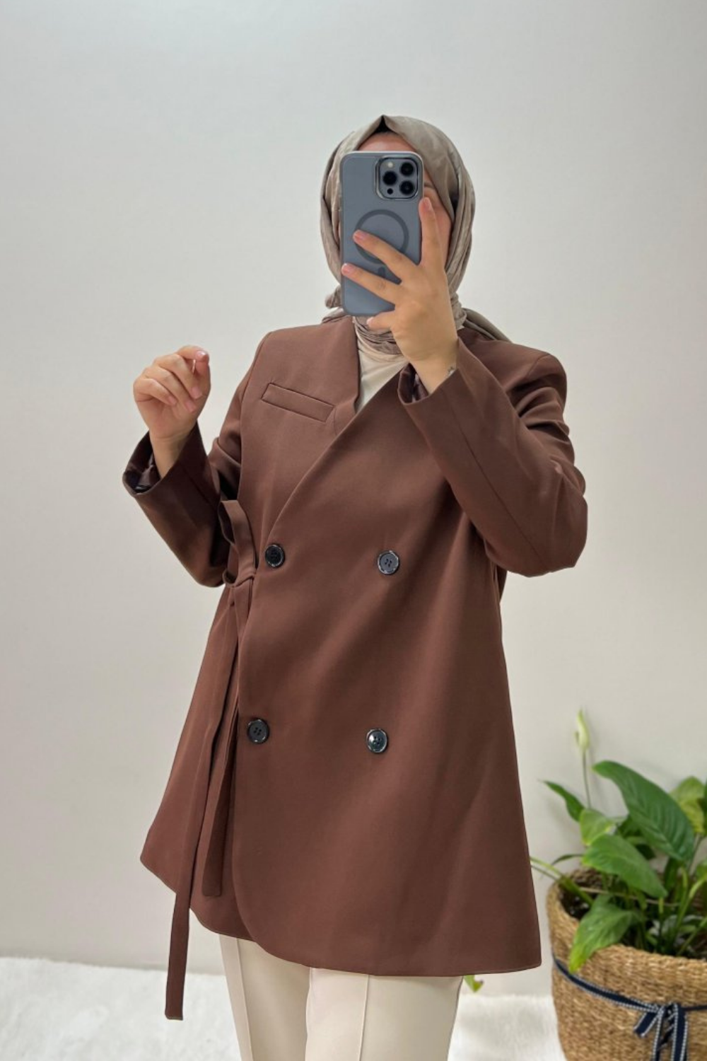 Yandan Bağlamalı Ceket Kahve