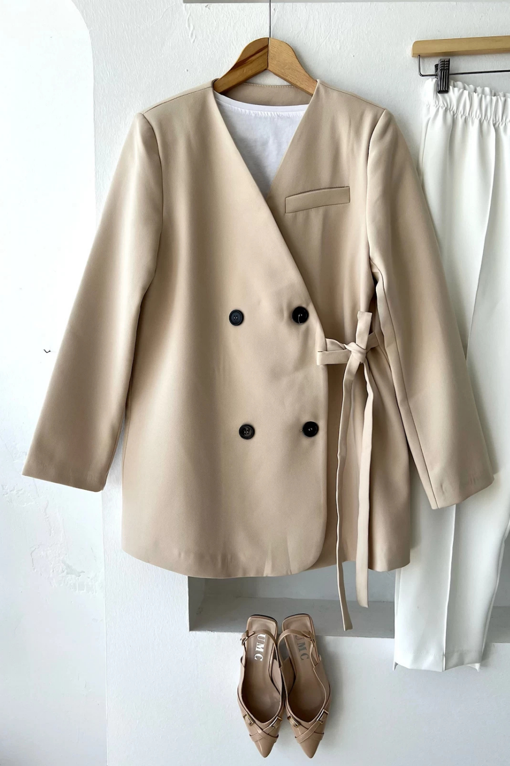 Yandan Bağlamalı Ceket Taş