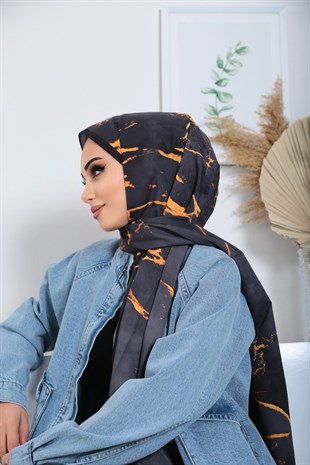 Mermer Desenli Şal Siyah