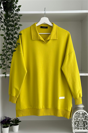 Polo Yaka Sweatshirt Sarı