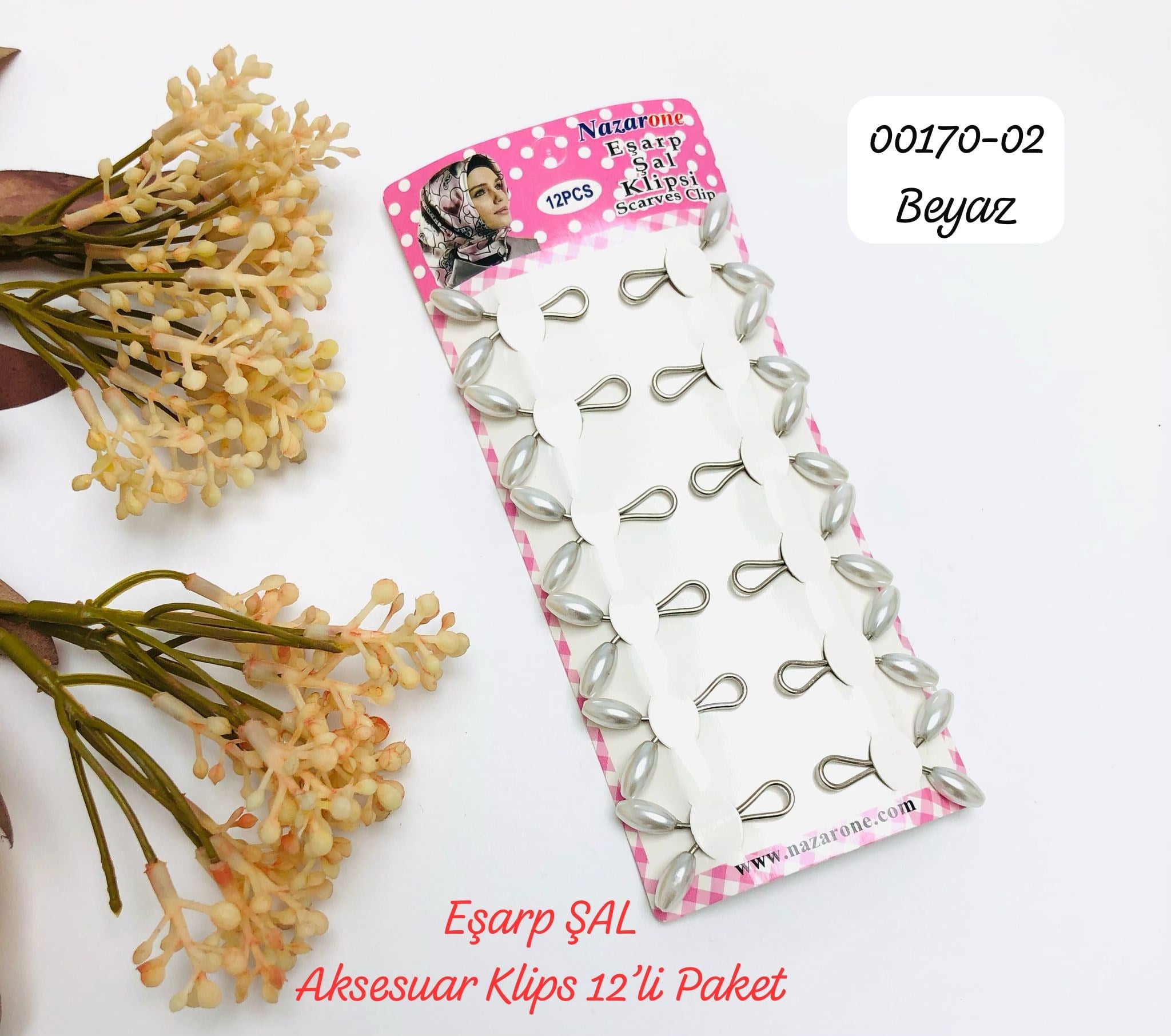 00170 Eşarp Aksesuar Şal Klips 12 'li