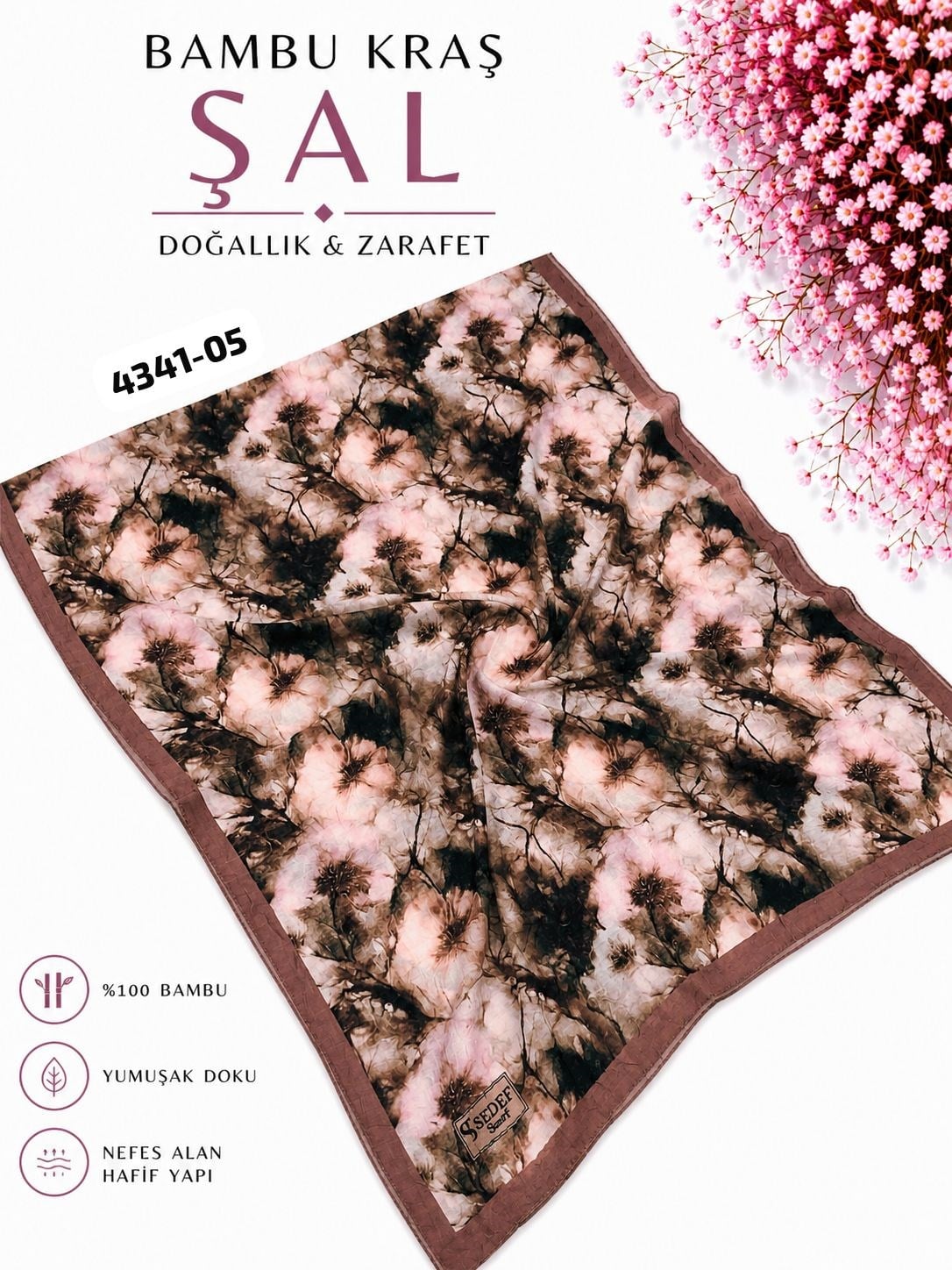 Desenli Bambu Kraş Şal