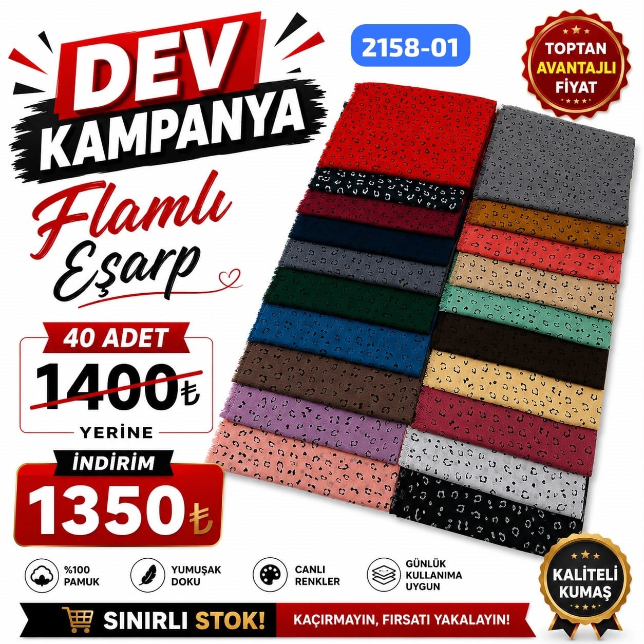 Kampanyalı Flamlı Eşarp