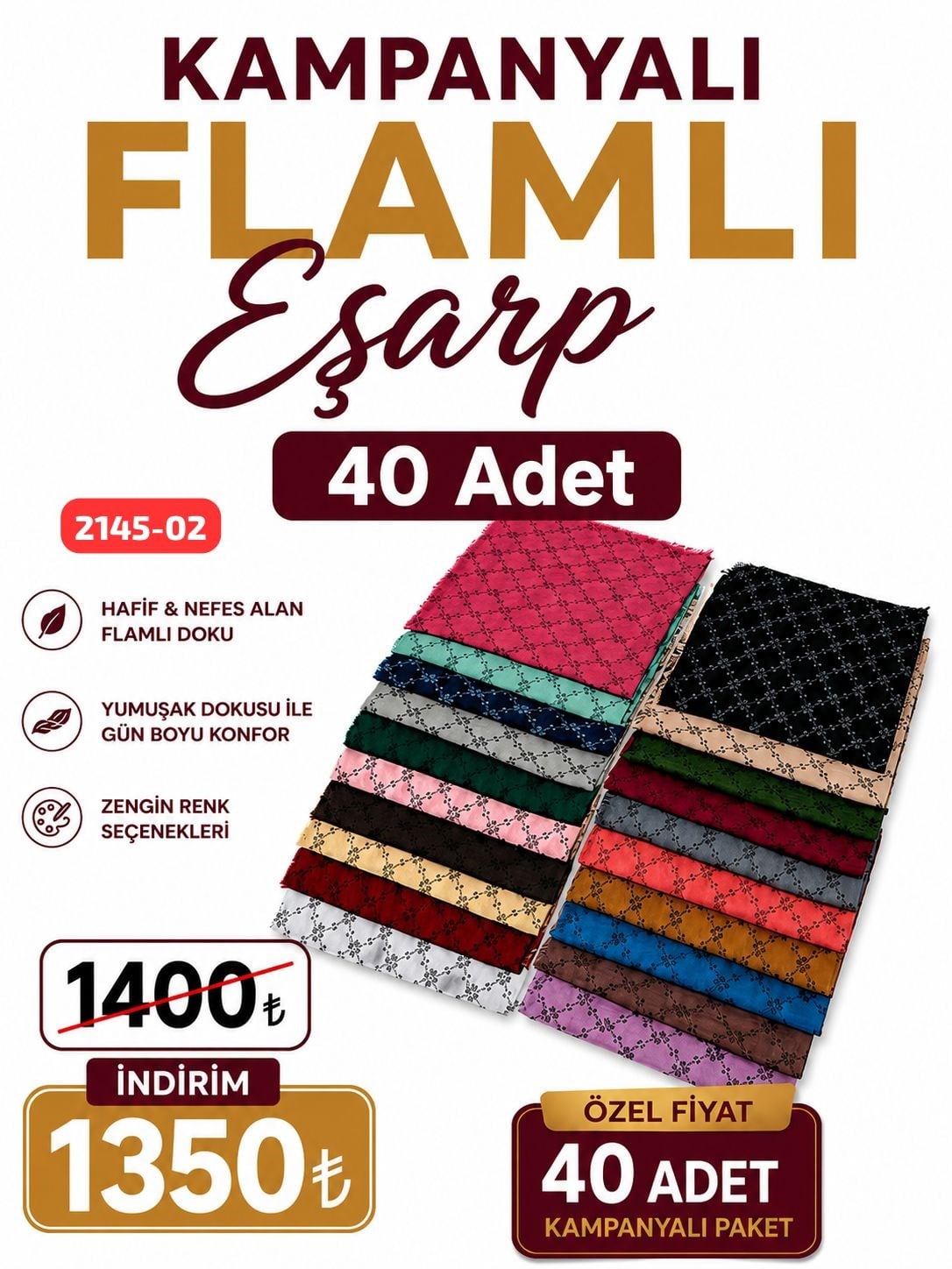 Kampanyalı Flamlı Eşarp