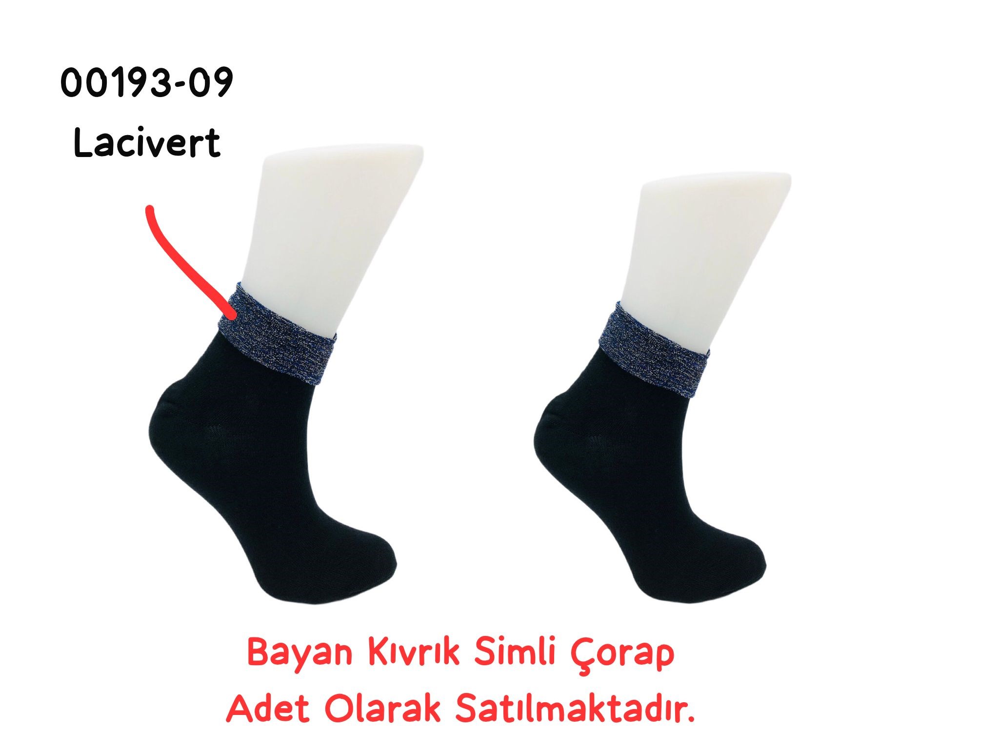 Kıvrık Simli Çorap