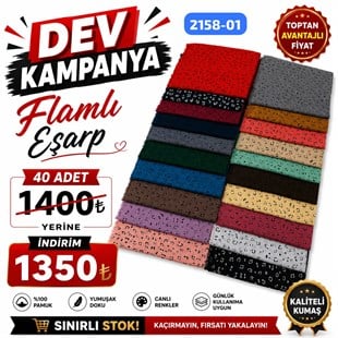 Kampanyalı Flamlı Eşarp