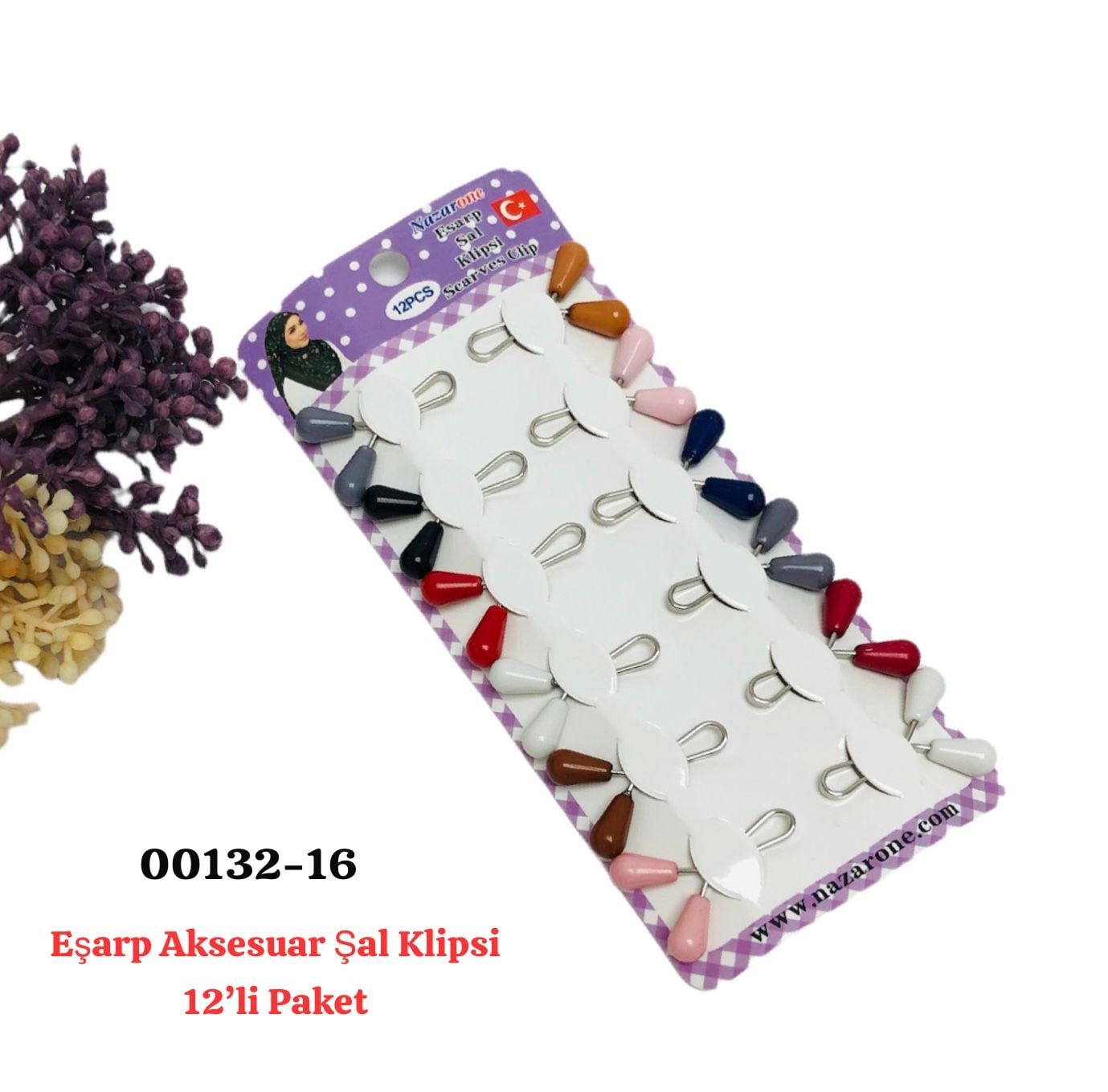 00132 Eşarp Aksesuar Şal Klips 12 'li