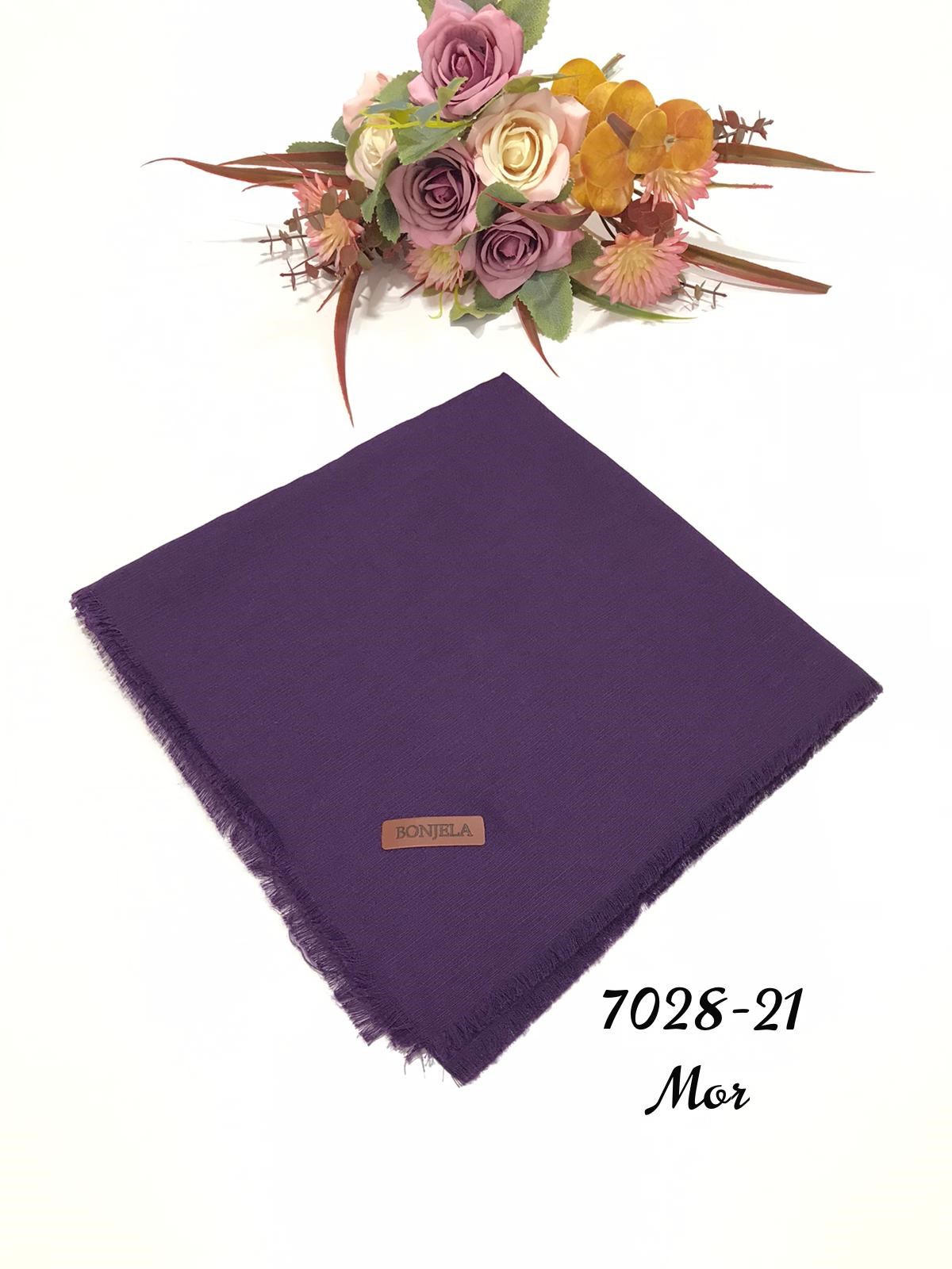 7028 Lüx Flamlı Düz Keten Eşarp