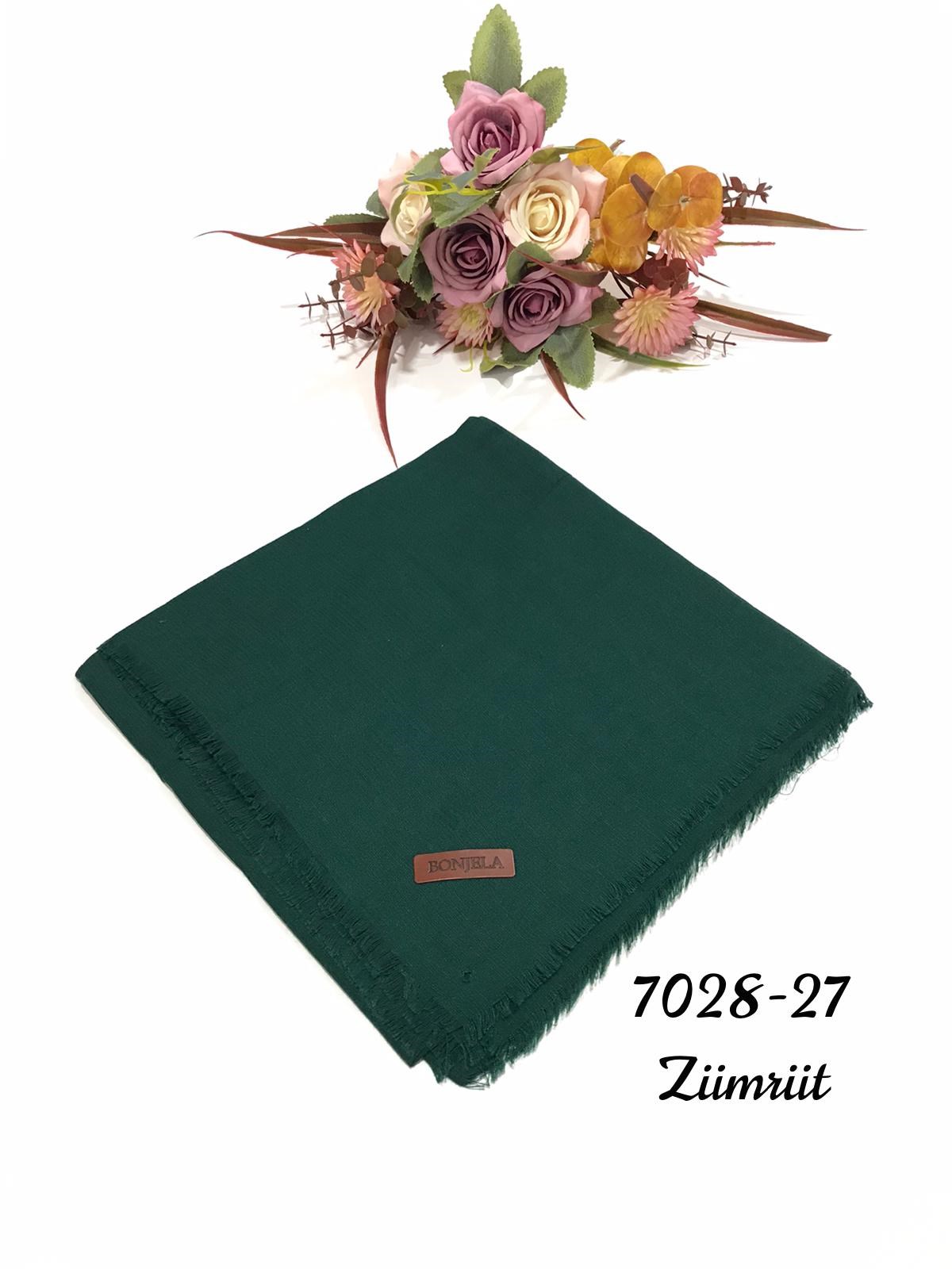 7028 Lüx Flamlı Düz Keten Eşarp