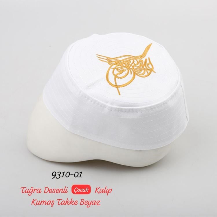 9310 Tuğra Desenli Çocuk Kalıp Kumaş Takke