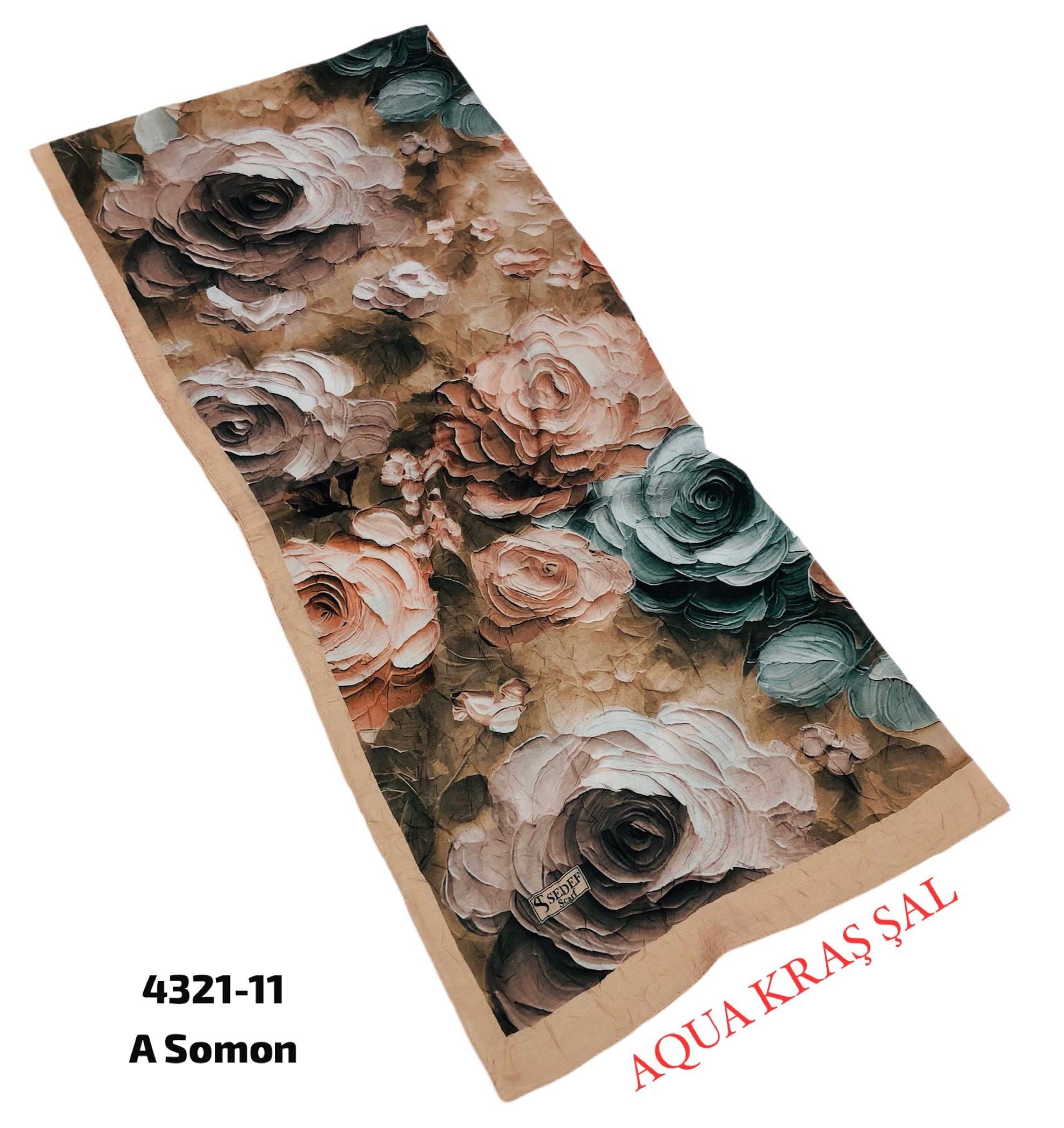 Aqua Kraş Desenli Bambu Kraş Şal Lüx