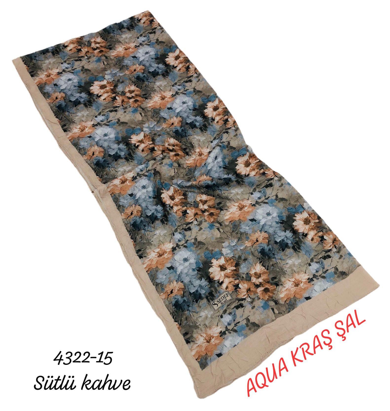 Aqua Kraş Desenli Bambu Kraş Şal Lüx