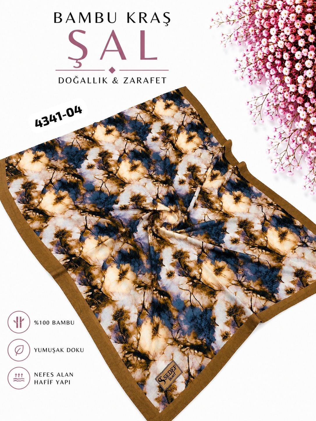 Desenli Bambu Kraş Şal