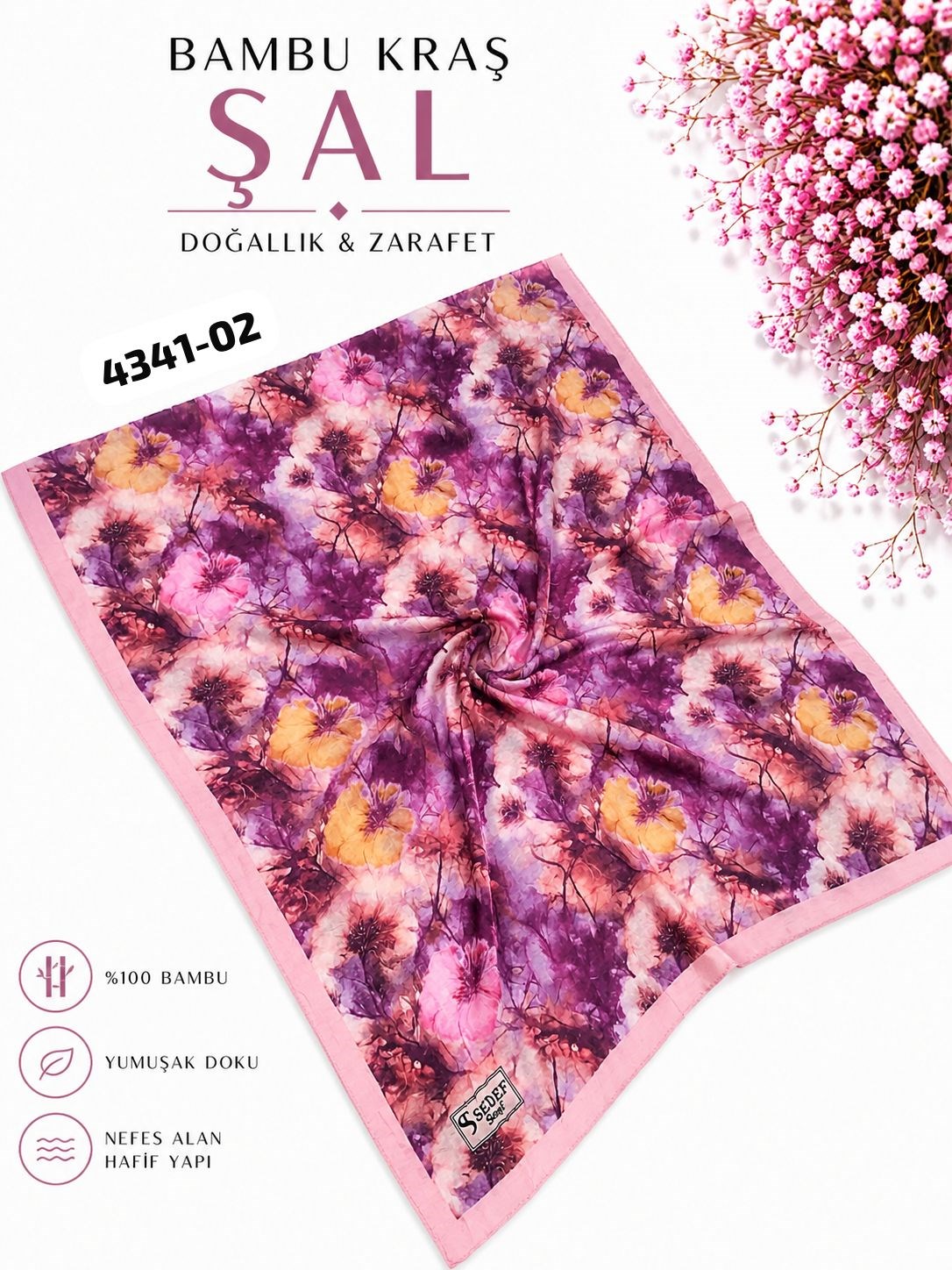 Desenli Bambu Kraş Şal