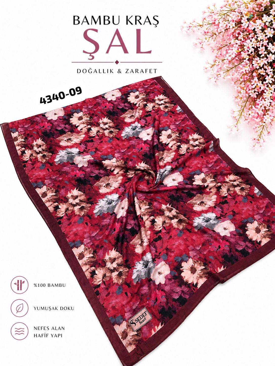 Desenli Bambu Kraş Şal