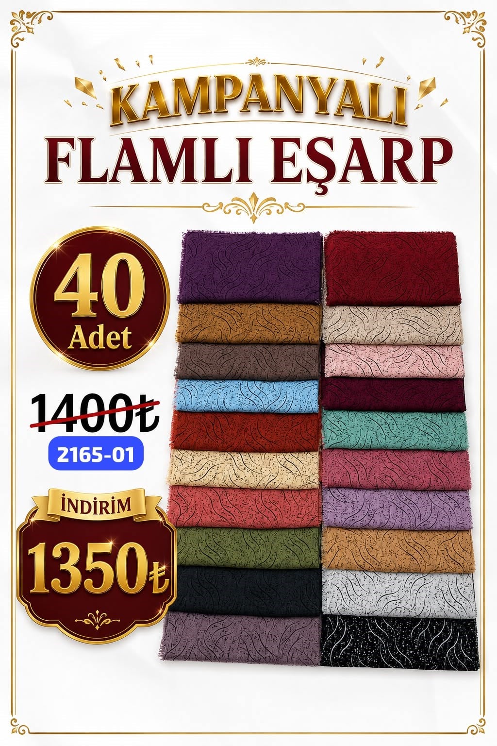 Kampanyalı Ekonomik Flamlı Eşarp Set