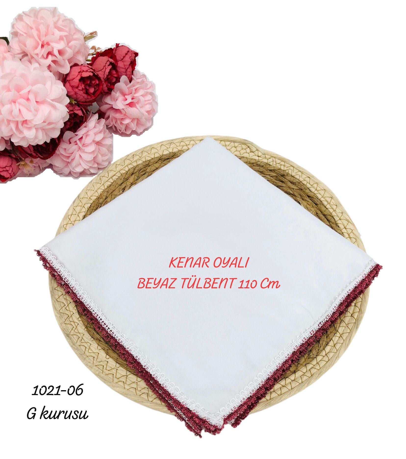 Kenarı Oyalı Tülbent 110 cm