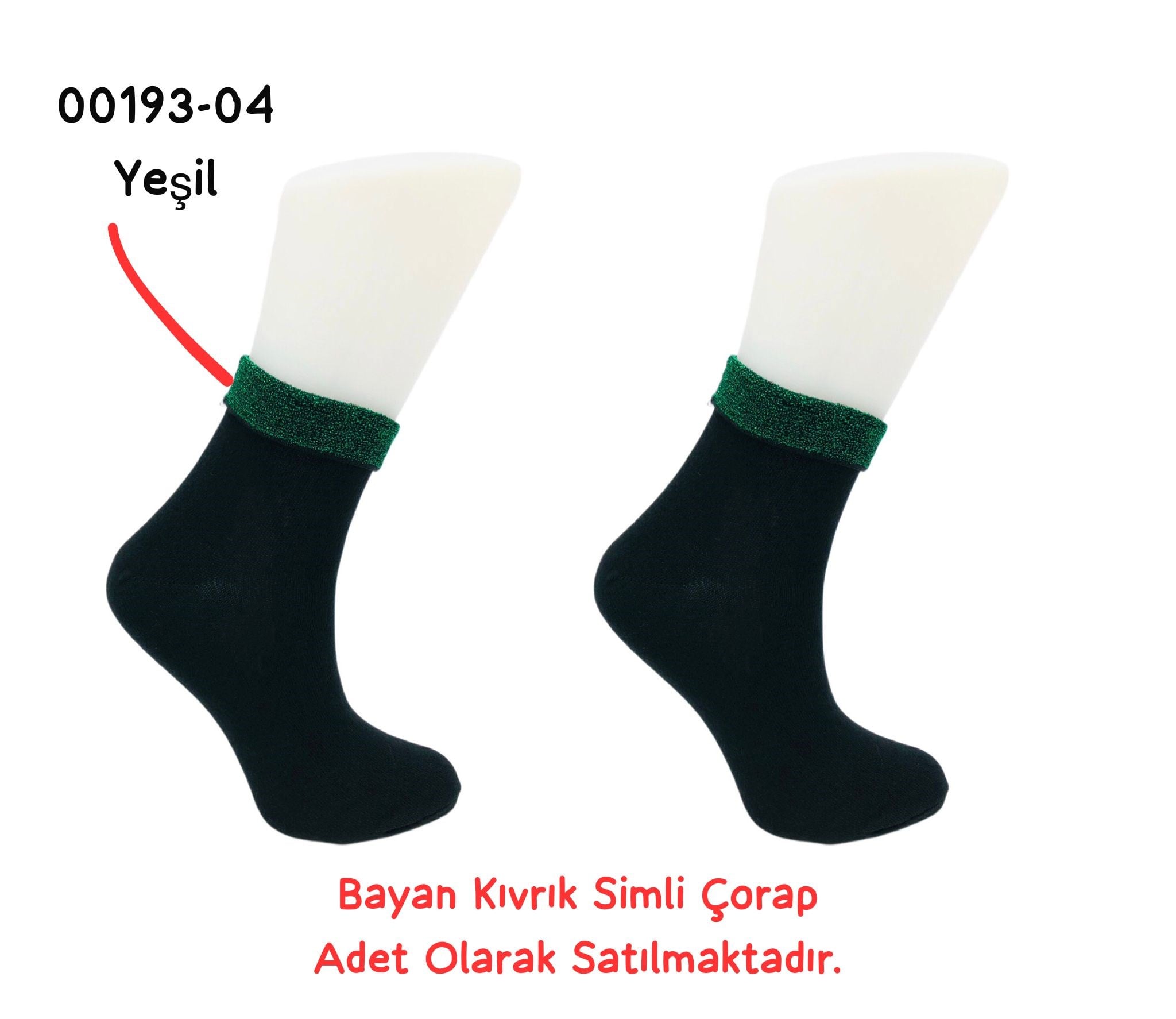 Kıvrık Simli Çorap