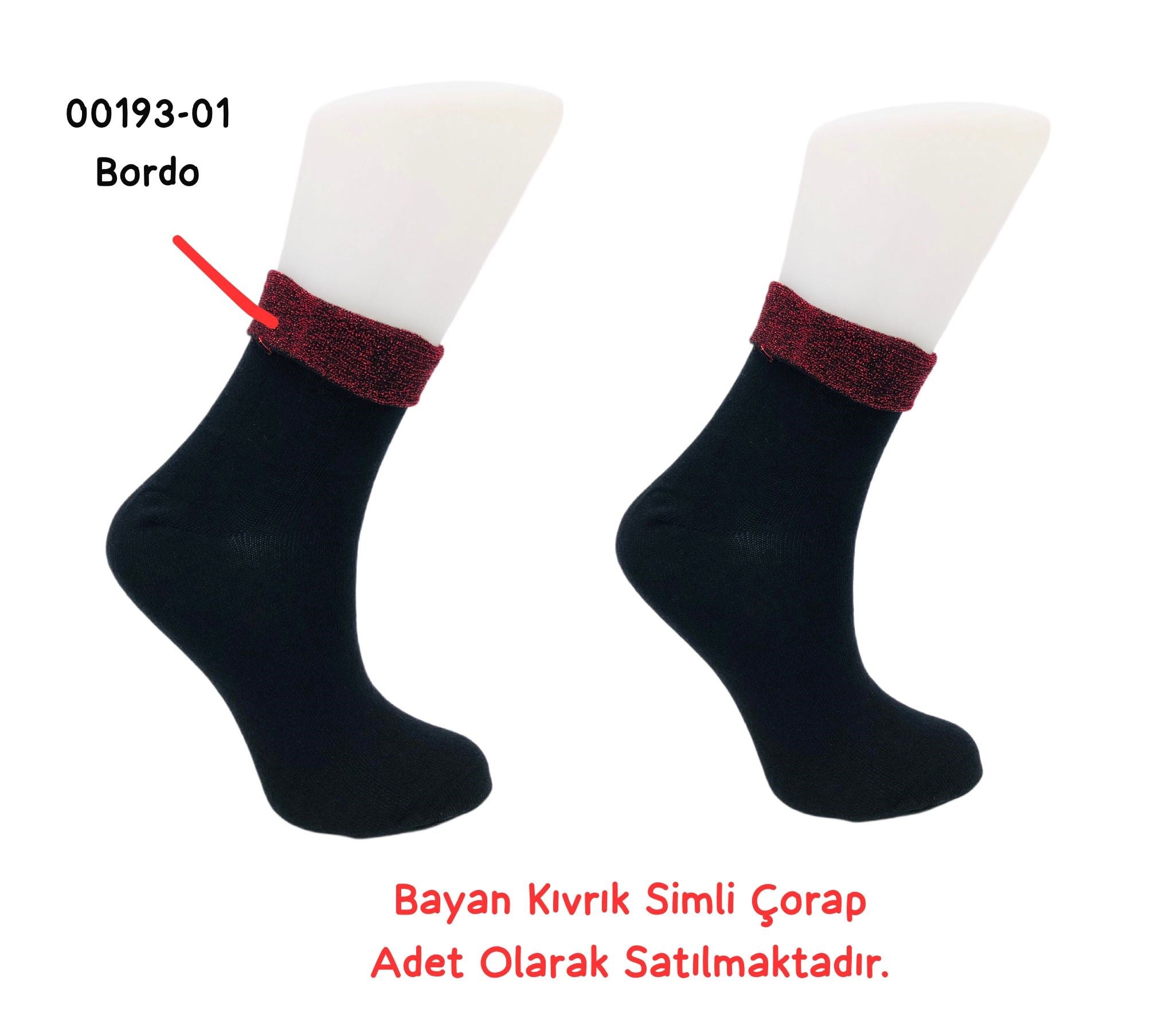 Kıvrık Simli Çorap