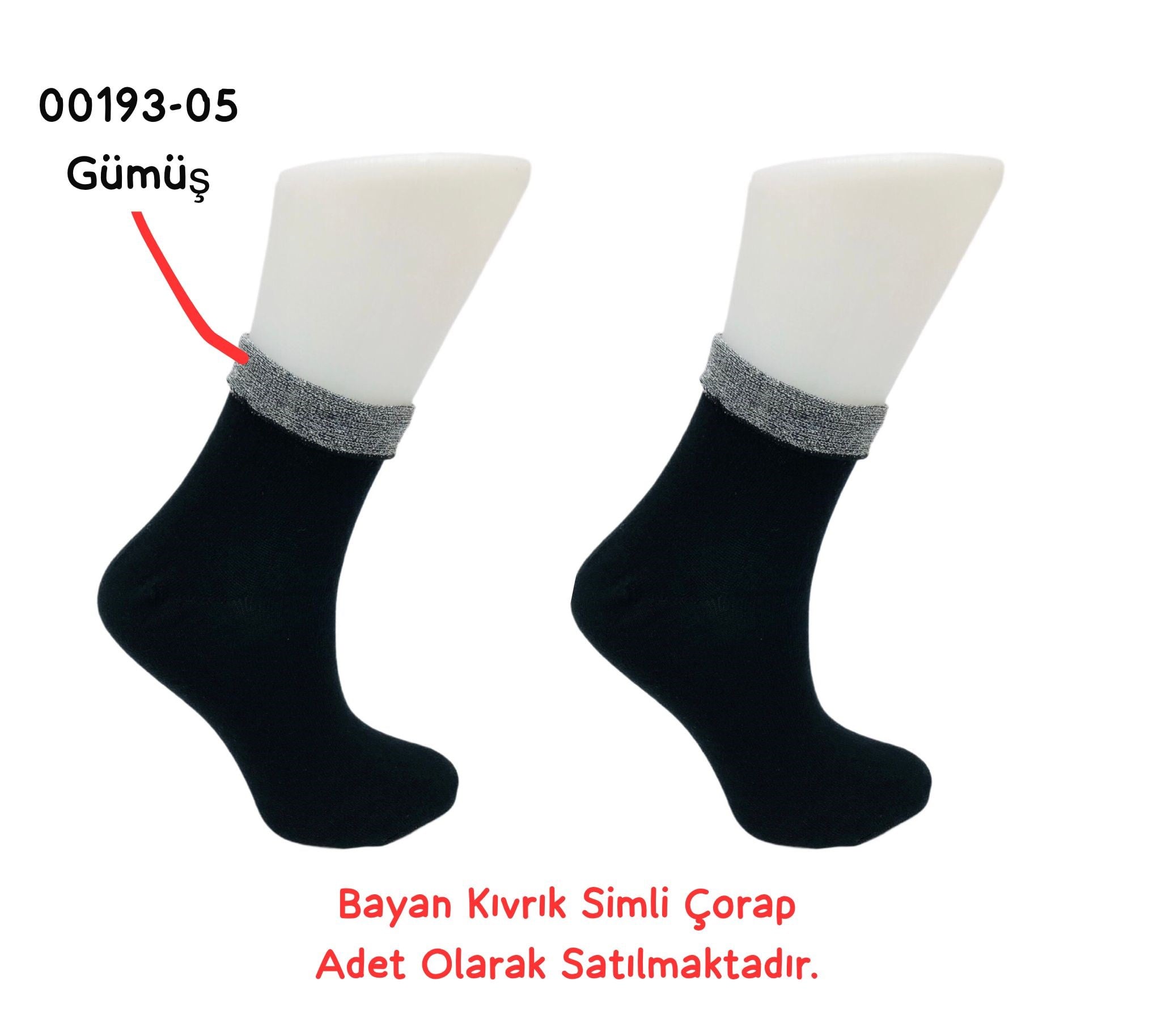 Kıvrık Simli Çorap