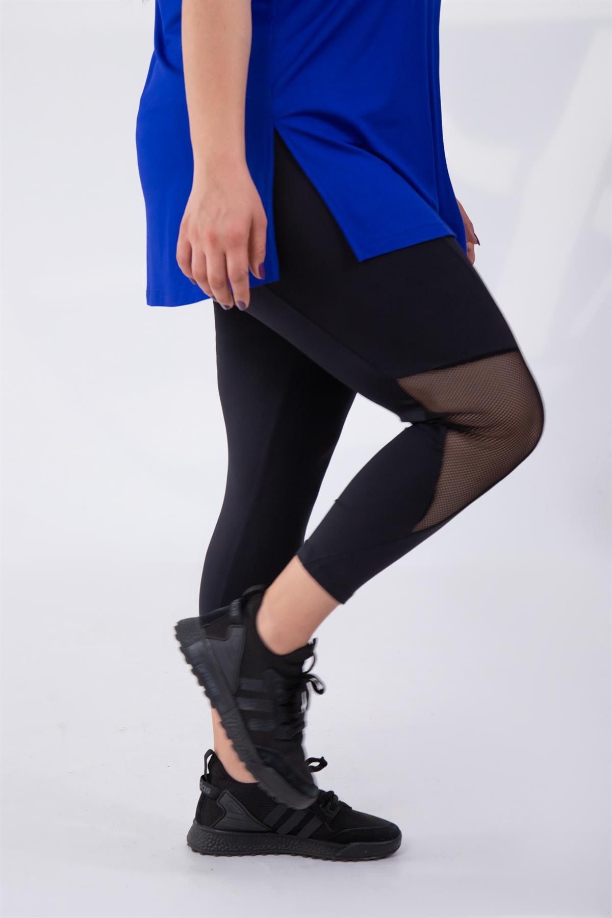 Büyük Beden 1111037 File Detaylı Tayt Siyah