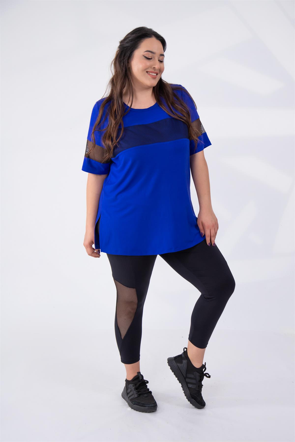 Büyük Beden 1111037 File Detaylı Tayt Siyah