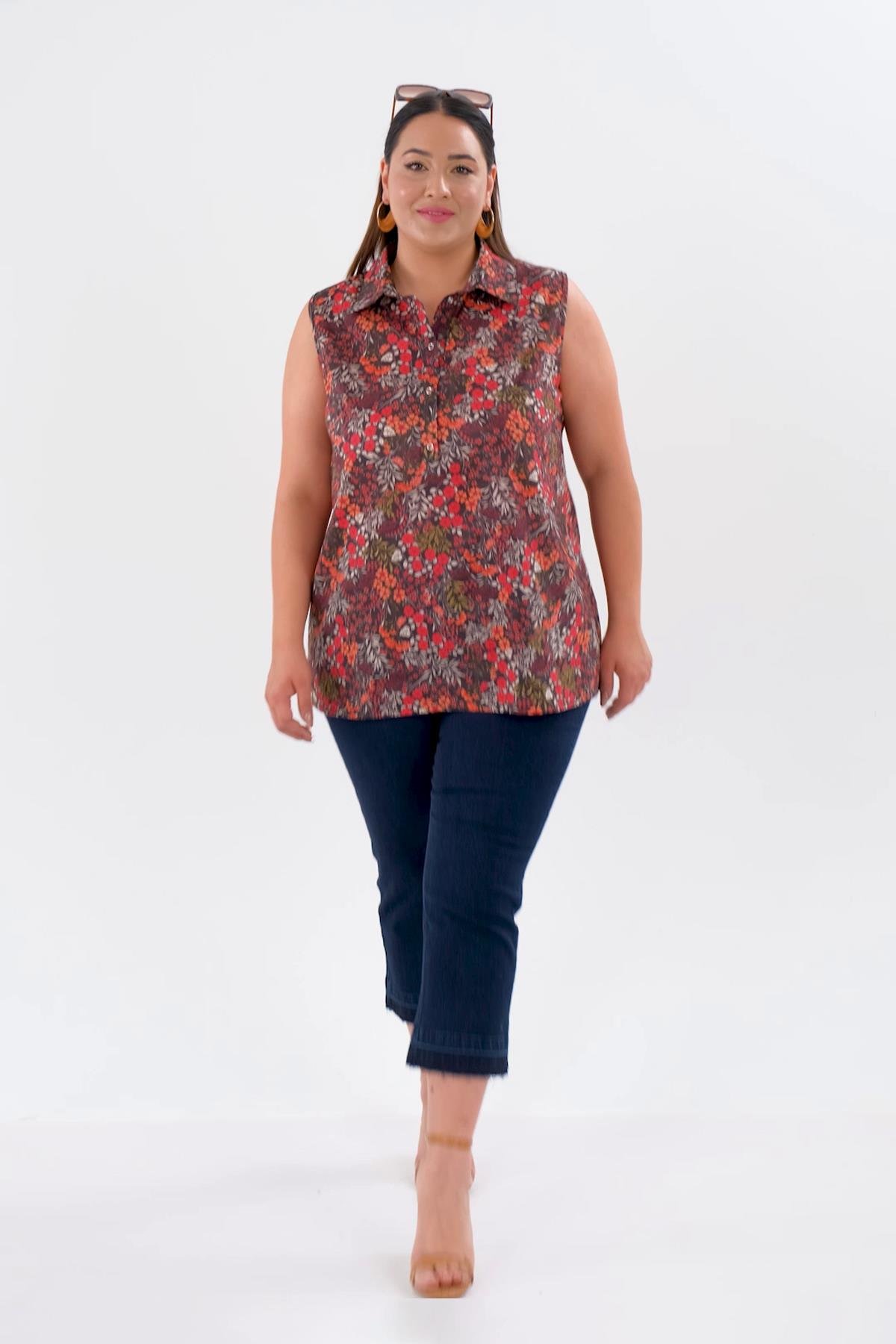 Büyük Beden 1111053 Kolsuz Gömlek  Siyah