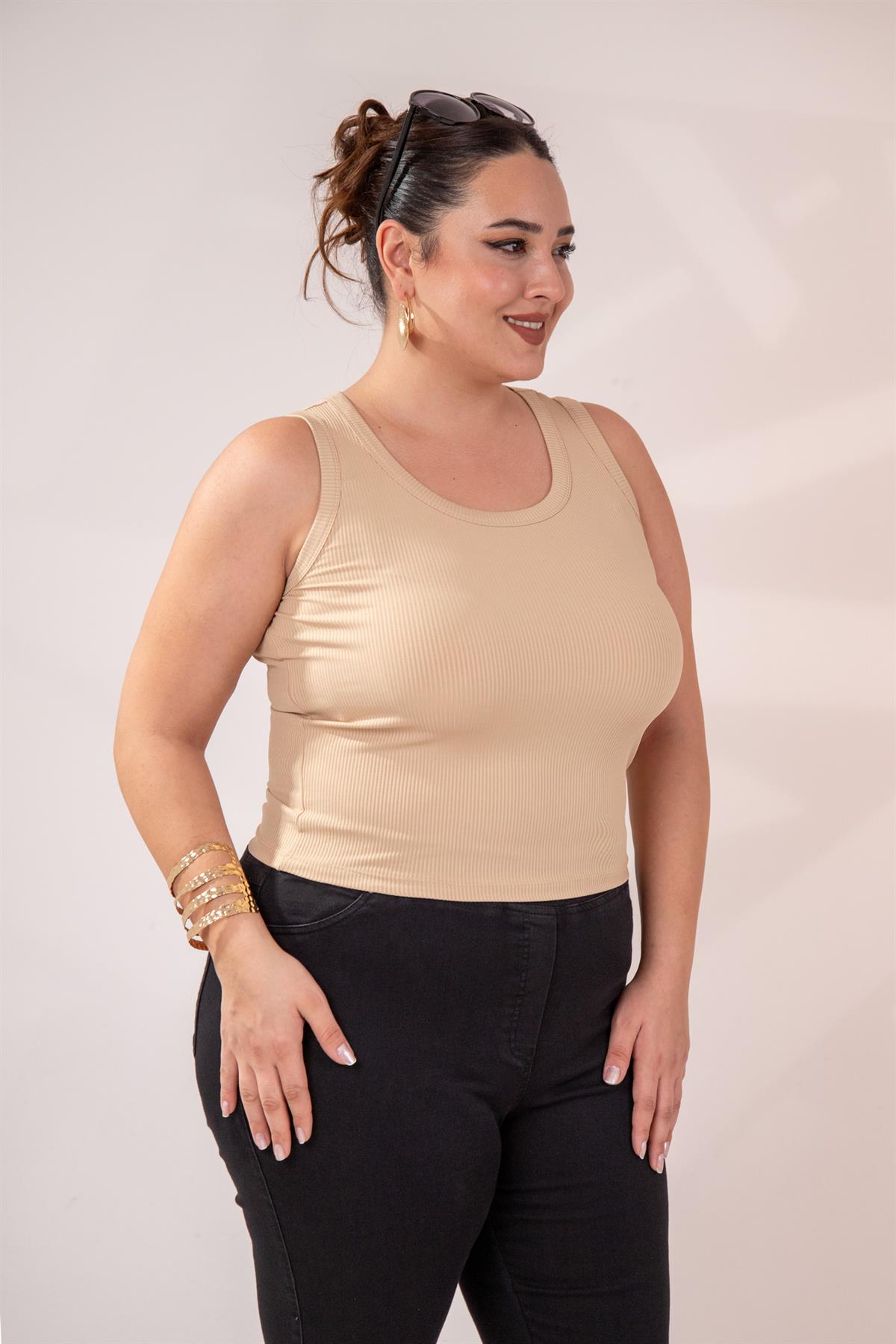 Büyük Beden 1111080 Bluz  Bej