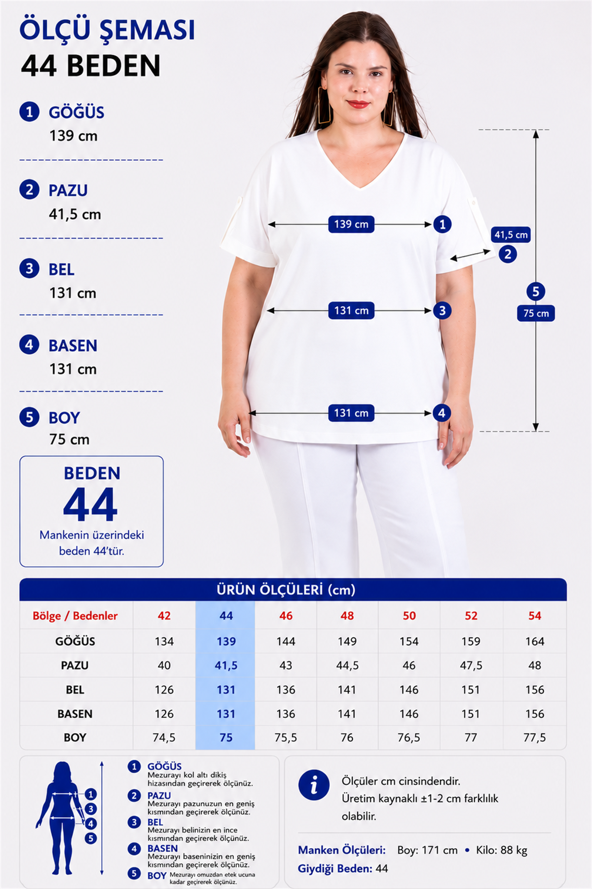 Büyük Beden 1113055 V Yaka Kol Apoletli Bluz  Beyaz