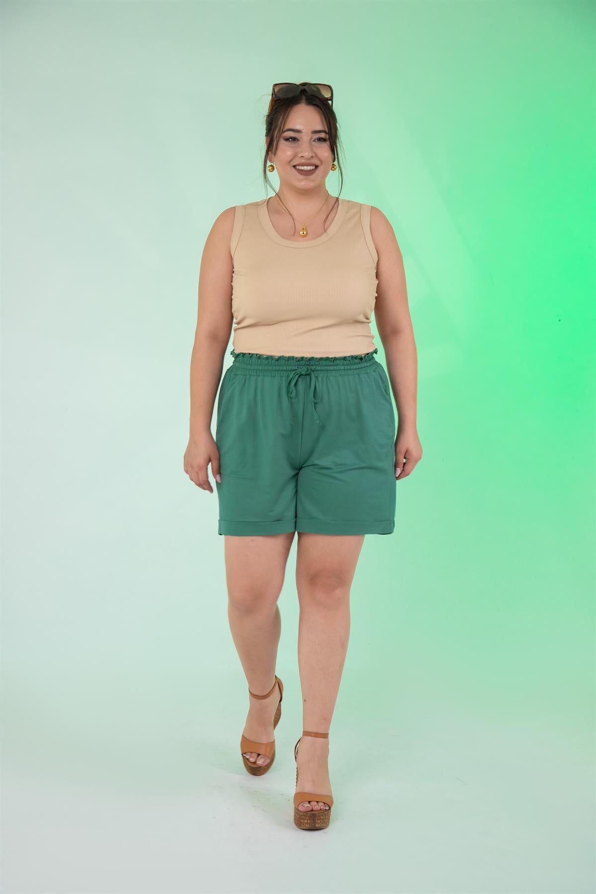 Büyük Beden 1120106 Şort  Yeşil